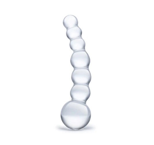 Szklane dildo - Glas Curved Beaded